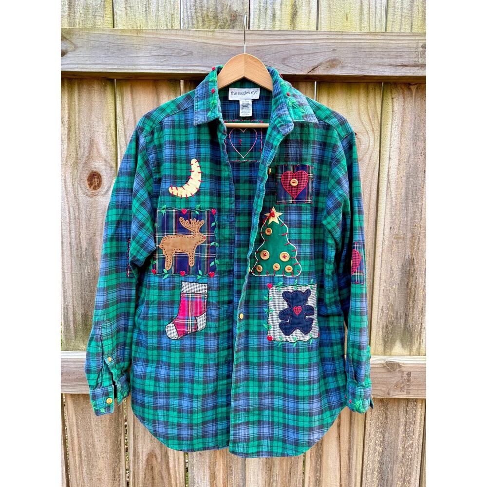 Eagle’s Eye Holiday Patchwork Flannel (Vintage) - Picture 2 of 9